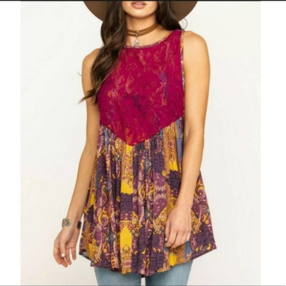 Top Trapèze Free People "Count Me In" - Taille S, Couleur Ocre, Sans Manches (neuf Avec étiquettes)